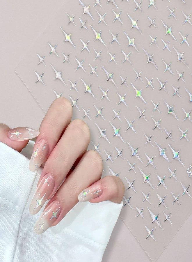 DUKASOU Aurora Star Nail Art Stickers Decals, 3 Designs Pegatinas Uñas Glitter Holographic Star Self-Adhesive Nail Art Design Decoration Accessories for DIY Decoration Stencil Tools - Image 5